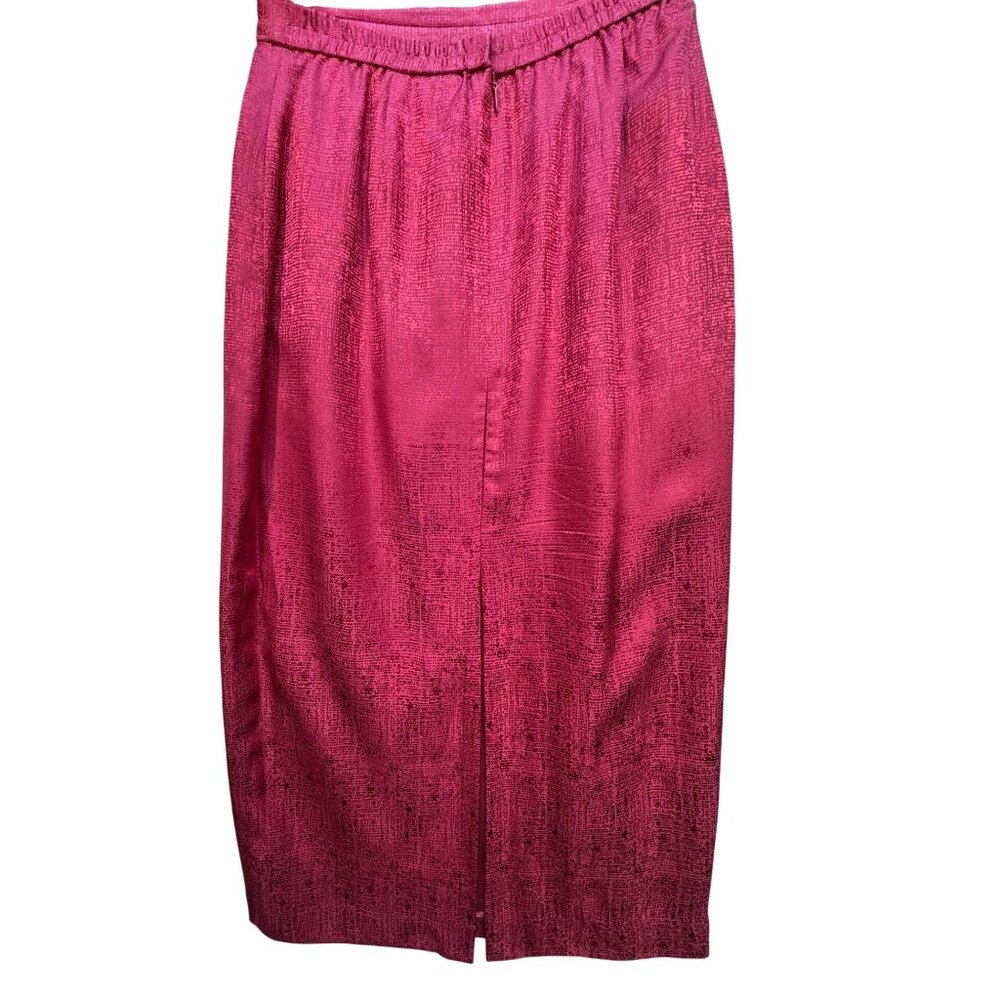 Papell Petites 2-Piece Silk Skirt Suit Set Size 6P Fuchsia - Picture 16 of 16